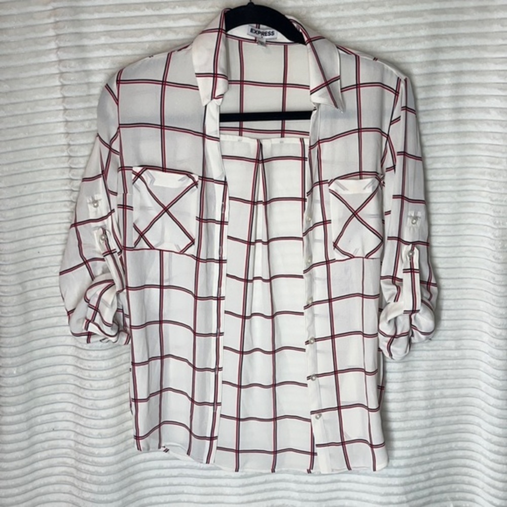 Express Checker Board button up Long Sleeve